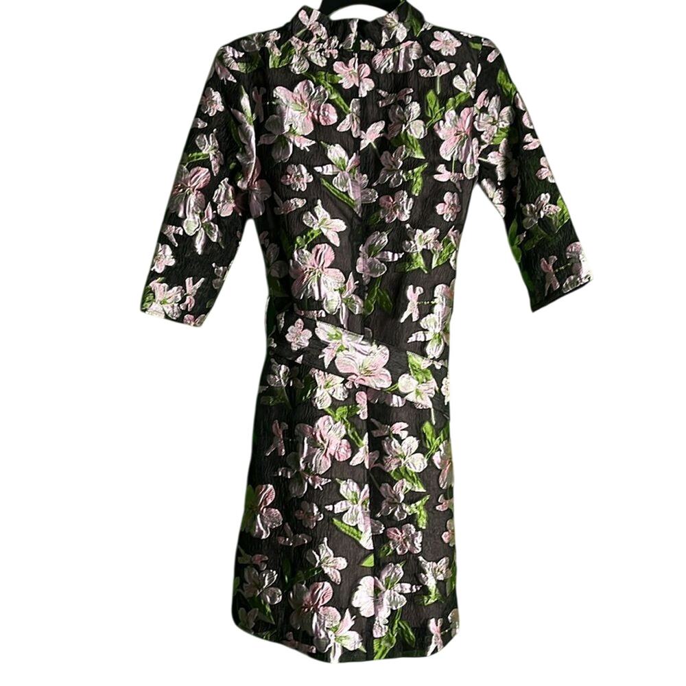 Abbey Glass Claudine Organza Floral Jacquard Ruffle Mini Shift Dress XS - Picture 5 of 5